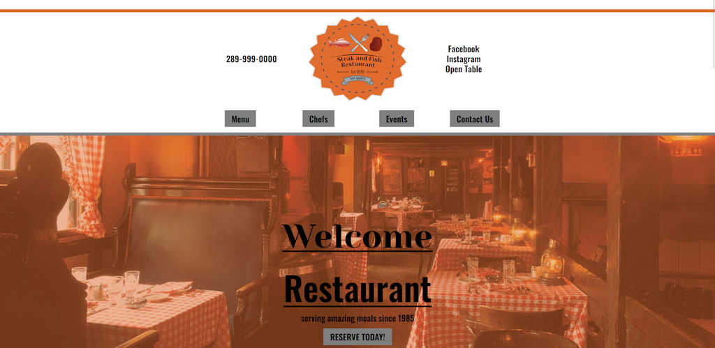 steak and fish restaurant home page